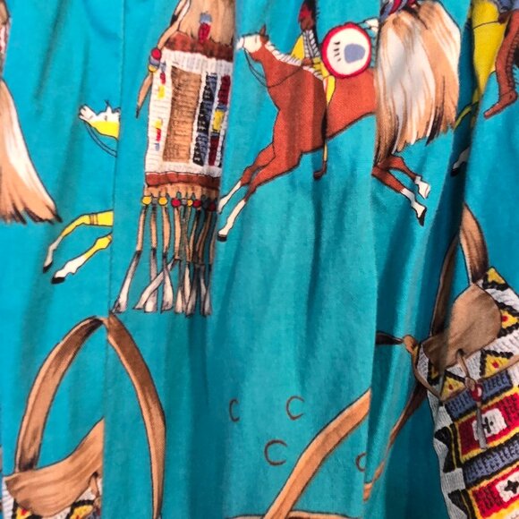 80's Miller Stockman Western Living  Long Skirt Blue Cowboy Western Size Medium - Picture 7 of 7